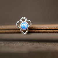 blue opal gemstone nose stud