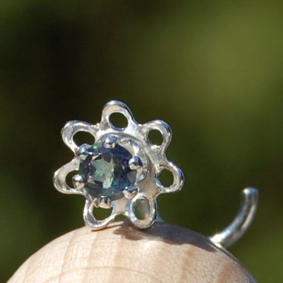 mystic topaz sterling silver nose stud