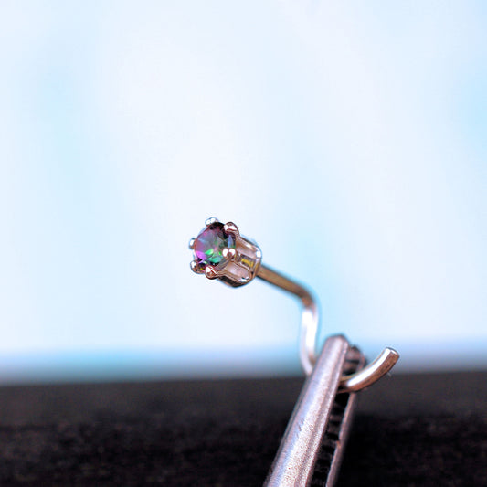 dainty topaz gemstone in sterling silver nose jewelry