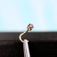 14k yellow gold nose stud with mystic topaz