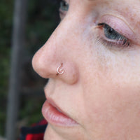 Rose Gold Nose Ring - Organic Open Spiral