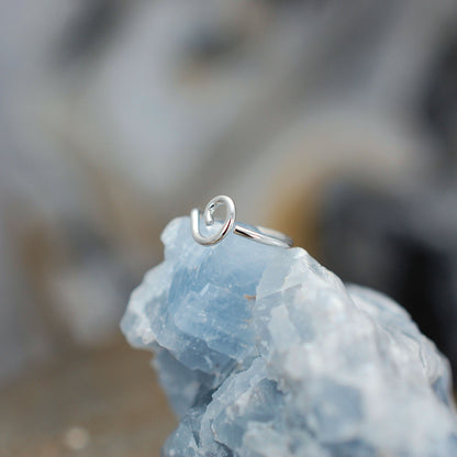 Silver Nose Ring - Organic Open Spiral