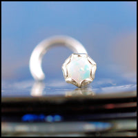 2mm opal gemstone nose stud in nickel-free sterling silver