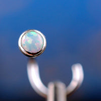 opal and sterling silver nose stud