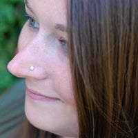 sterling silver nose jewelry with opal gemstone