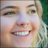 nickel-free silver septum ring with tiny flower