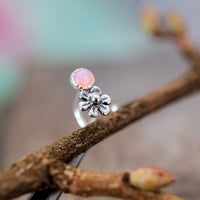 silver and pink opal nose stud