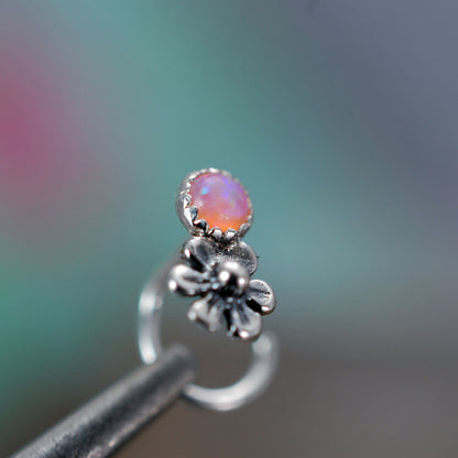 opal flower nose stud