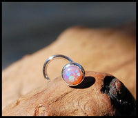pink opal gemstone nose stud in nickel-free sterling silver