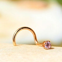 14k yellow gold nose stud with dainty gemstone