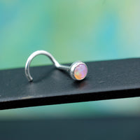 nickel free pink opal nose stud