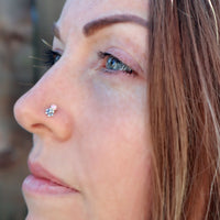 Flower with Pink Opal Nose Stud