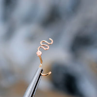 Rose Gold Snake Nose Stud in Solid 14 Karat Gold