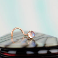 rainbow moonstone nose stud