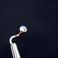 rainbow moonstone rose gold nose stud