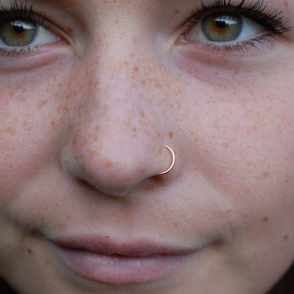 14 karat rose gold nose hoop