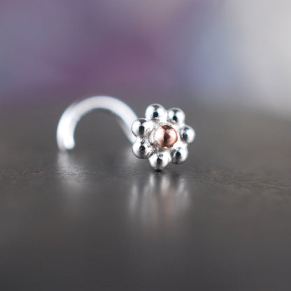 Daisy Nose Stud with Rose Gold Center