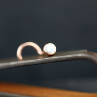 rose gold opal nose stud nickel-free 14 karats