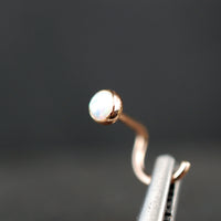 14k rose gold opal nose ring