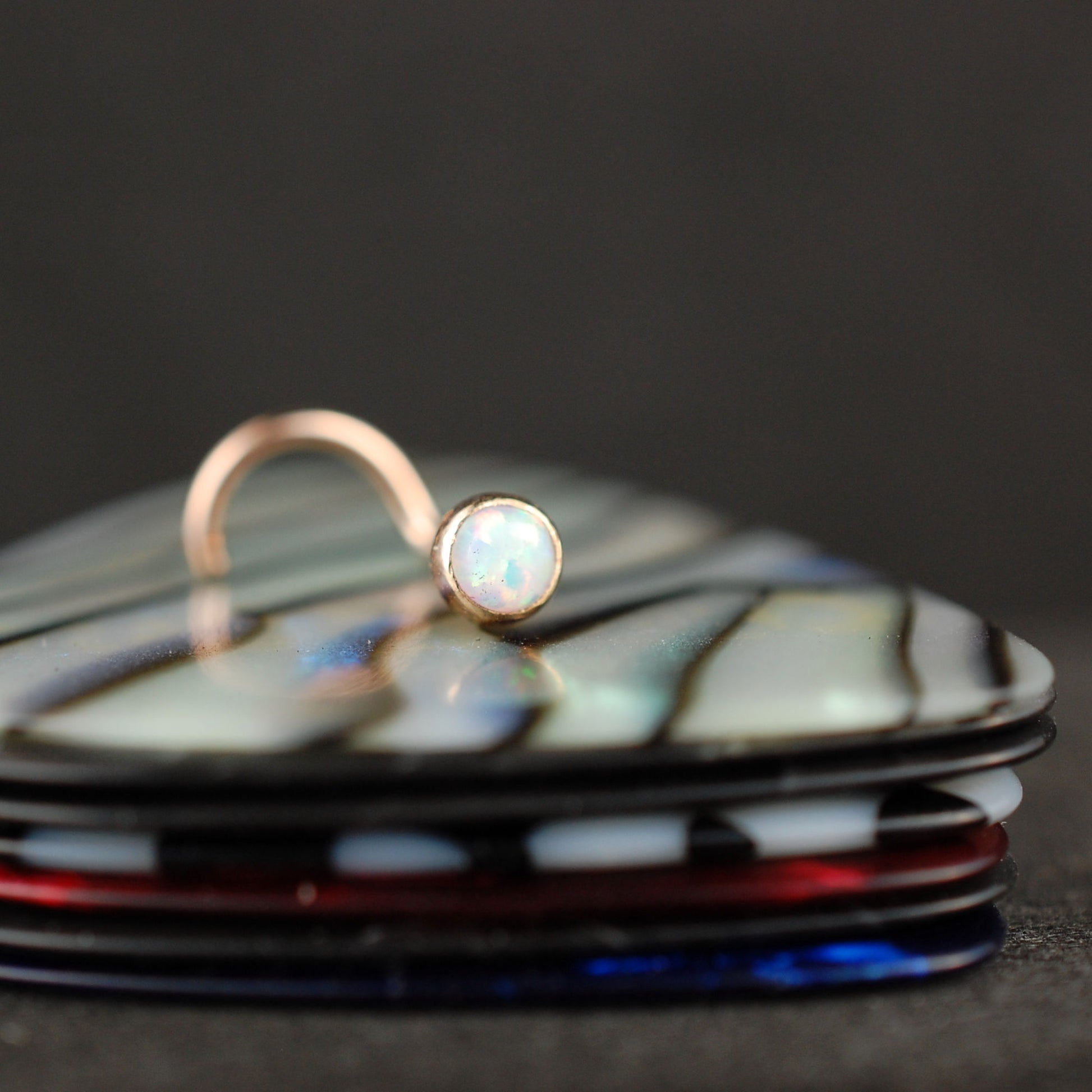 rose gold opal nose stud