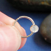 sterling silver rainbow moonstone septum ring