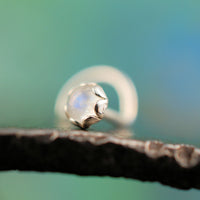 rainbow moonstone gemstone in sterling silver nose stud