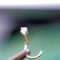 Rainbow Moonstone Nose Stud Set In Sterling Silver - 2mm Stone