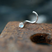 Rainbow Moonstone Nose Stud Set In Sterling Silver - 2mm Stone