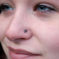 sterling silver nose stud with garnet
