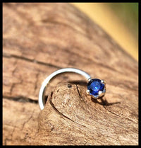 nickel-free sterling silver nose stud with dainty sapphire gemstone