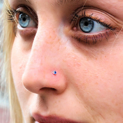 dainty sapphire nose jewelry set in sterling silver