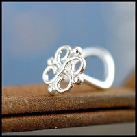 nickel-free silver nose stud with filigree