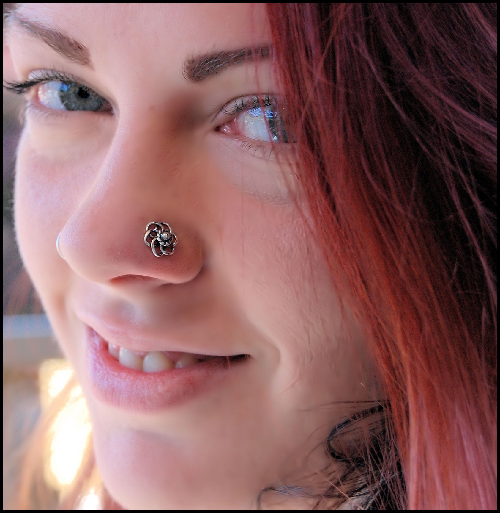 bold sterling silver filigree nose stud