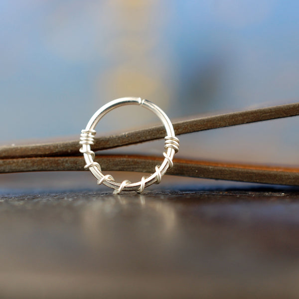 nickel-free sterling silver wrapped nose ring