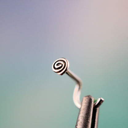 dainty spiral nose jewelry in silver
