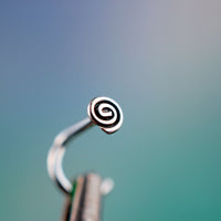 dainty silver nose stud with spiral