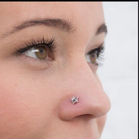 zirconia gemstone and sterling silver nose stud