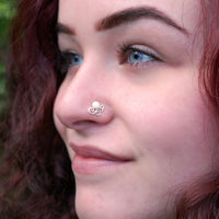 bold pearl nose stud in sterling silver
