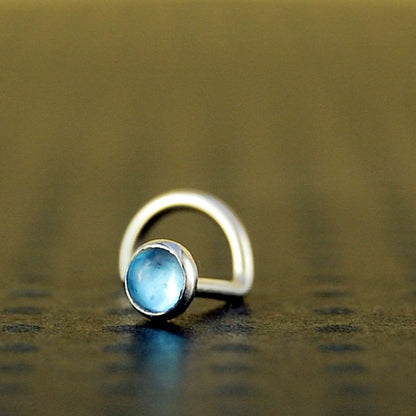 blue topaz nose stud