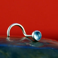 sterling silver blue topaz nose stud