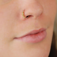nickel-free sterling silver nose ring with wrapped yellow gold