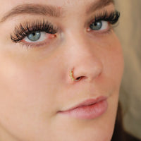 nickel-free sterling silver nose ring with wrapped yellow gold