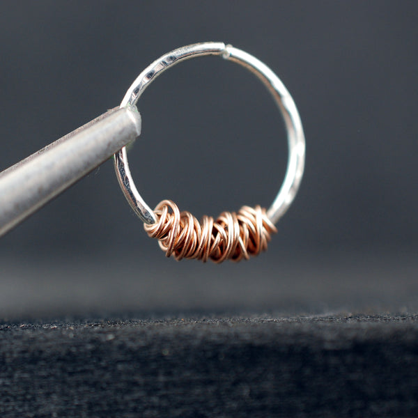 14 karat rose gold wrapped sterling silver septum ring