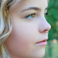 tangled organic septum ring sterling silver with yellow gold