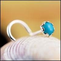 turquoise nose stud in sterling silver filigree