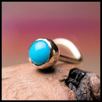 14k yellow gold nose stud with turquoise gemstone
