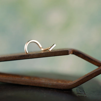Gold Straight Bar Minimal Nose Stud
