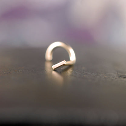 Gold Straight Bar Minimal Nose Stud