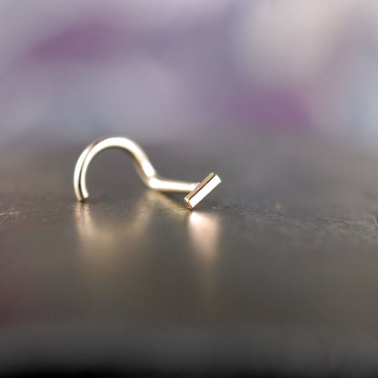 Gold Straight Bar Minimal Nose Stud