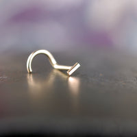 Gold Straight Bar Minimal Nose Stud